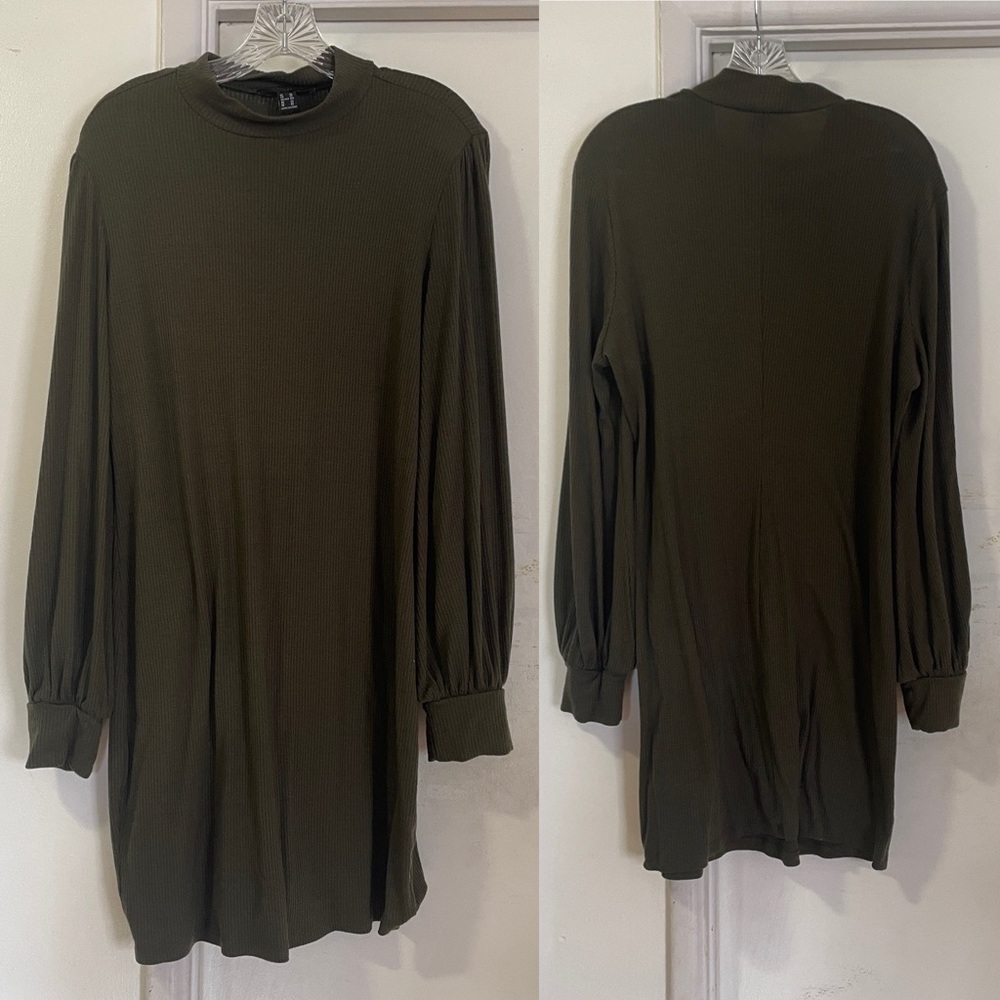 💜 Forever 21 Emerald Bishop Sleeved Shirt Dress 2X